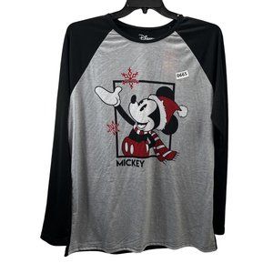 Disney NWT Mickey Pajama Top For Men Sz Large Super Comfy! Color Gray N Black